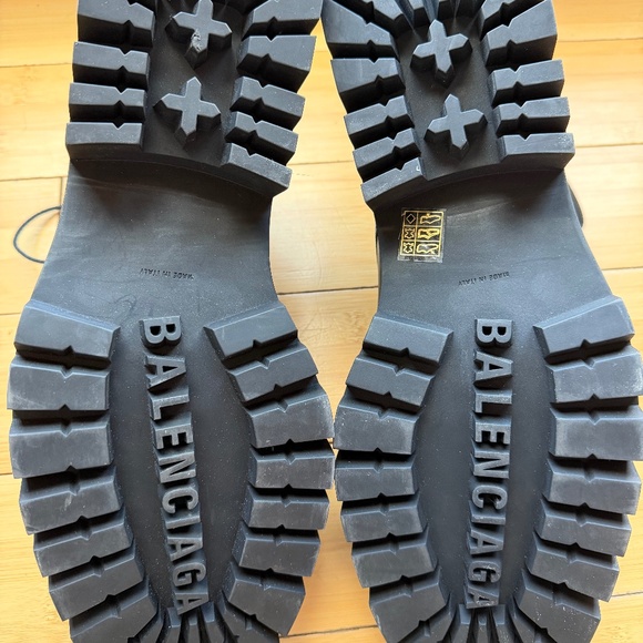 Balenciaga Trooper Lace-Up Leather Boots, Size 13, Black - Picture 3 of 4